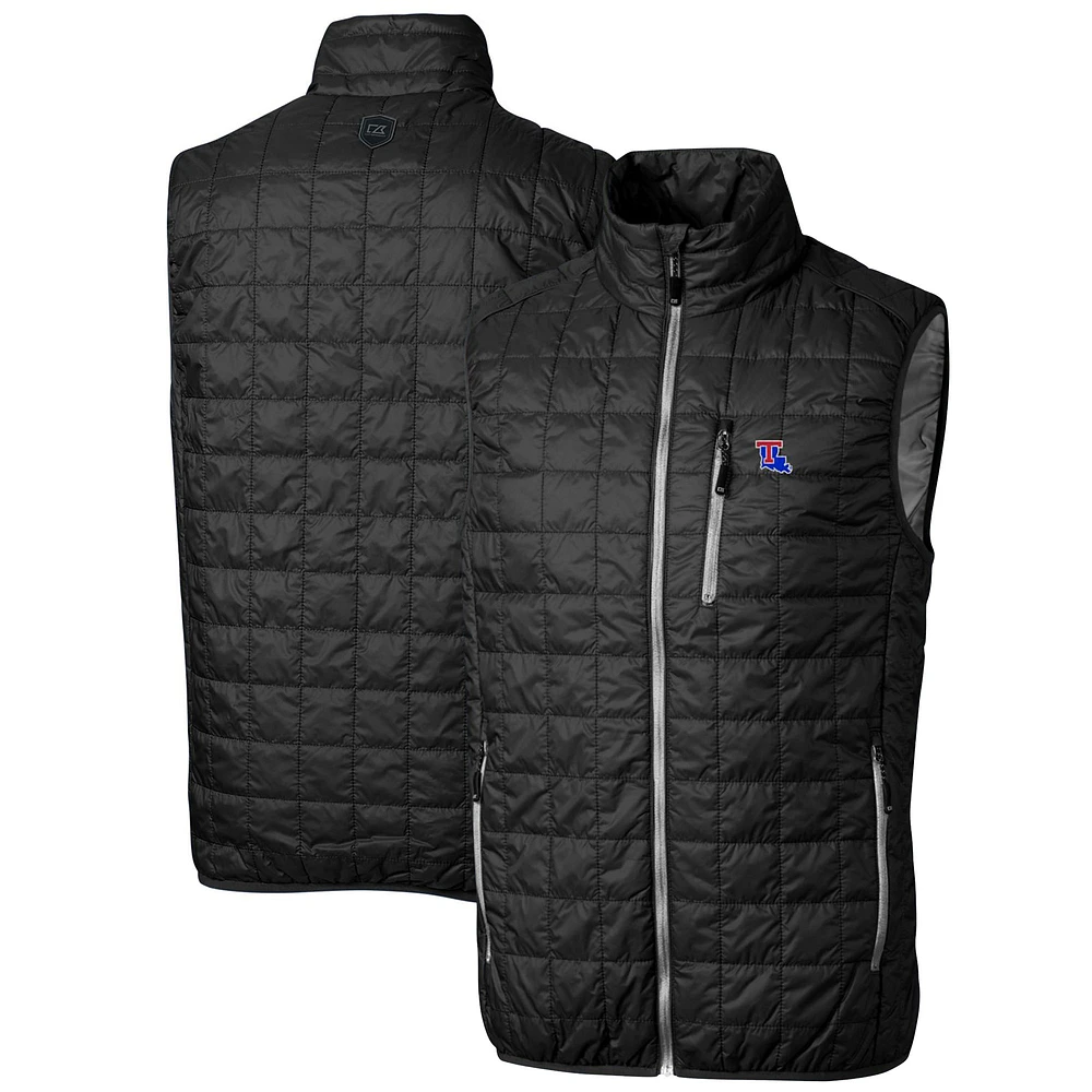 Men's Cutter & Buck Black Louisiana Tech Bulldogs Big & Tall Rainier PrimaLoft Eco Full-Zip Puffer Vest