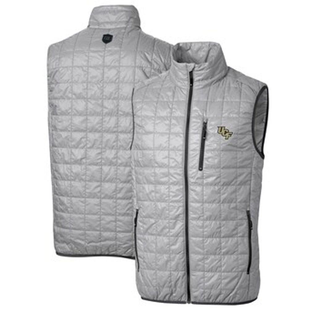 Men's Cutter & Buck Gray UCF Knights Big & Tall Rainier PrimaLoft Eco Full-Zip Puffer Vest