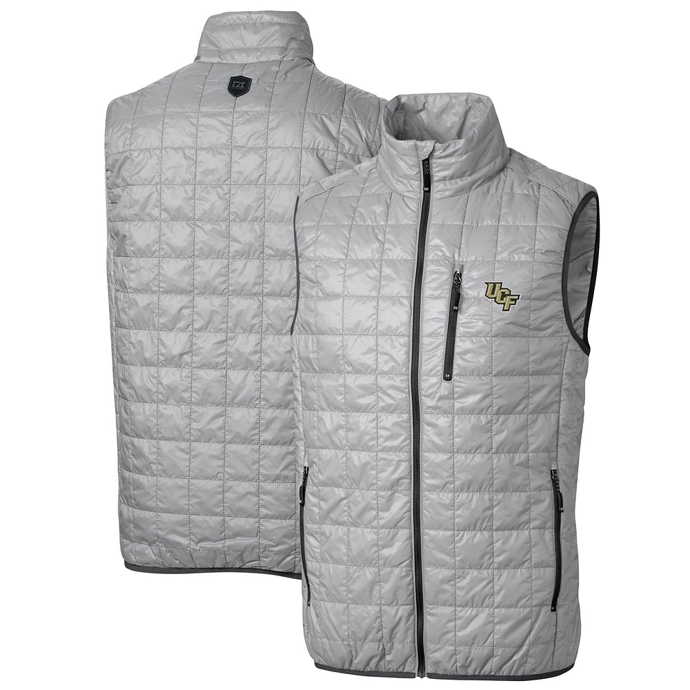 Men's Cutter & Buck Gray UCF Knights Big & Tall Rainier PrimaLoft Eco Full-Zip Puffer Vest