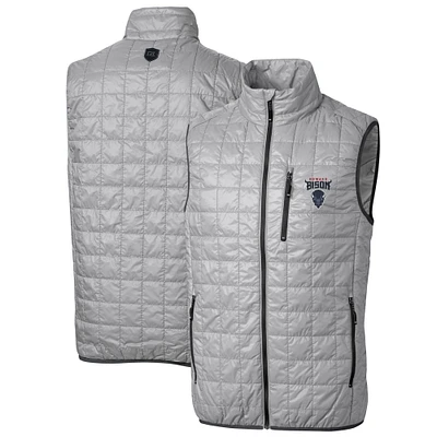 Men's Cutter & Buck Gray Howard Bison Big & Tall Rainier PrimaLoft Eco Full-Zip Puffer Vest