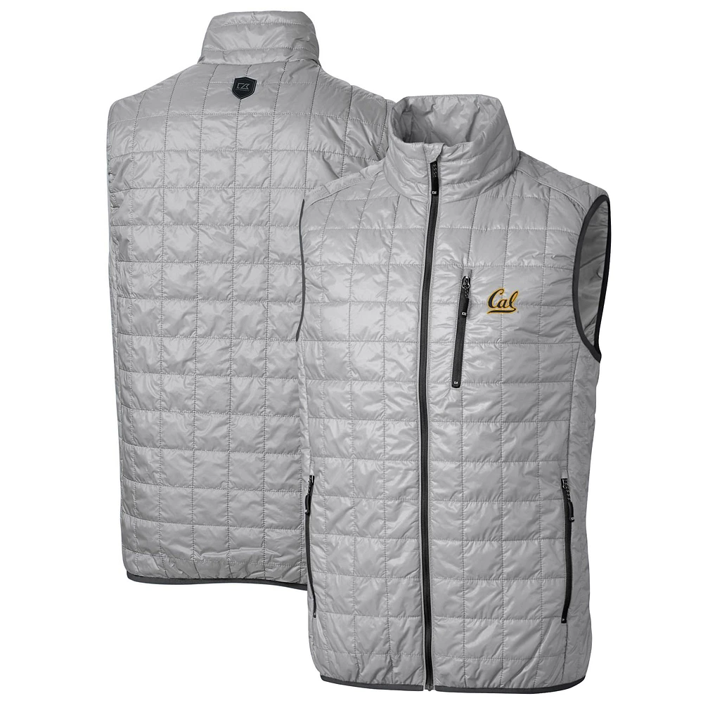 Men's Cutter & Buck Gray Cal Bears Big Tall Rainier PrimaLoft Eco Full-Zip Puffer Vest