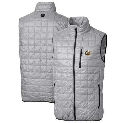 Men's Cutter & Buck Gray Cal Bears Big Tall Rainier PrimaLoft Eco Full-Zip Puffer Vest