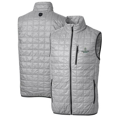 Men's Cutter & Buck Gray Colorado State Rams Big Tall Rainier PrimaLoft Eco Full-Zip Puffer Vest