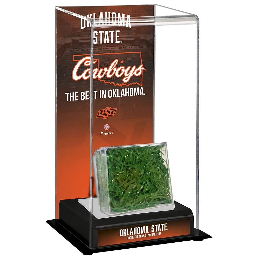 Oklahoma State Cowboys Tall Display Case with Game-Used Turf from Boone Pickens Stadium
