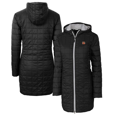 Women's Cutter & Buck Black Cincinnati Bengals Rainier Primaloft Eco Hooded Long Lightweight Coat