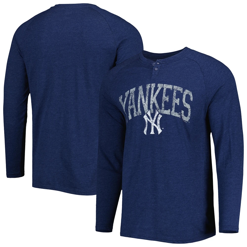 Men's Concepts Sport Navy New York Yankees Inertia Raglan Long Sleeve Henley Top