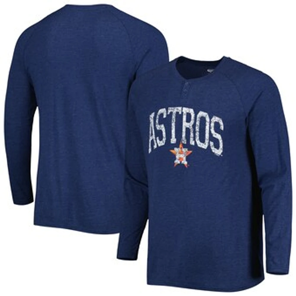 Men's Concepts Sport Navy Houston Astros Inertia Raglan Long Sleeve Henley Top