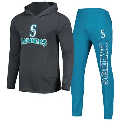 Men's Concepts Sport Teal/Heather Charcoal Seattle Mariners Meter Hoodie & Joggers Set