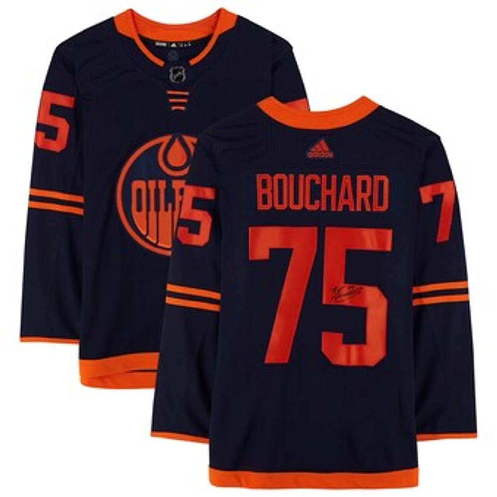 Evan Bouchard Navy Edmonton Oilers Autographed adidas Authentic Jersey