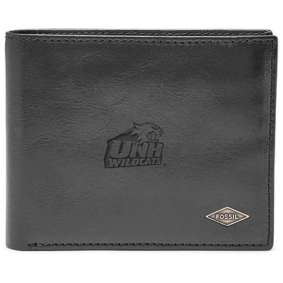 Men's Fossil Black New Hampshire Wildcats Leather Ryan RFID Flip ID Bifold Wallet