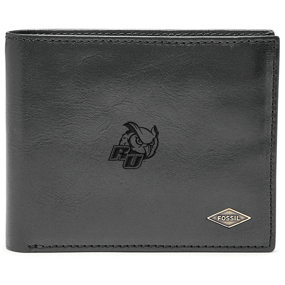 Men's Fossil Black Rowan Profs Leather Ryan RFID Flip ID Bifold Wallet