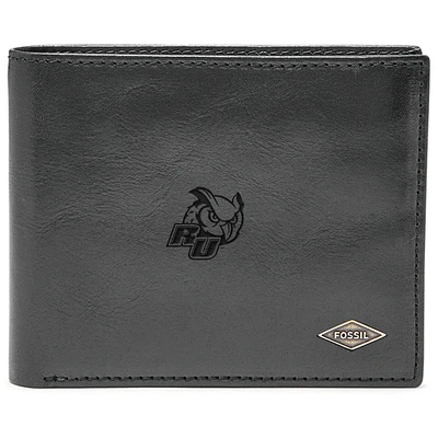 Men's Fossil Black Rowan Profs Leather Ryan RFID Flip ID Bifold Wallet