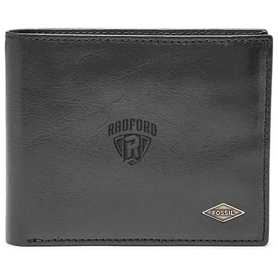 Men's Fossil Black Radford Highlanders Leather Ryan RFID Flip ID Bifold Wallet