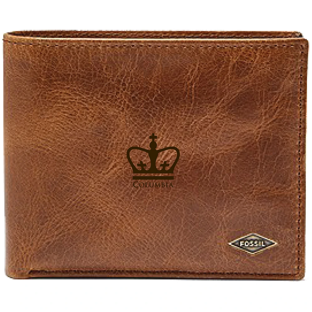 Men's Fossil Brown Columbia University Leather Ryan RFID Passcase Wallet
