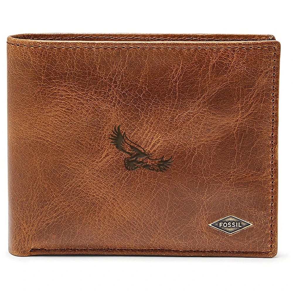 Men's Fossil Brown Saint Joseph's Hawks Leather Ryan RFID Passcase Wallet