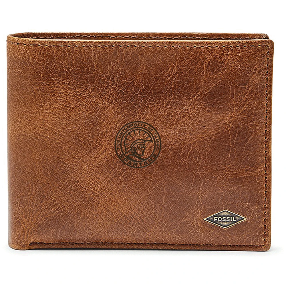 Men's Fossil Brown University of Tampa Spartans Leather Ryan RFID Passcase Wallet