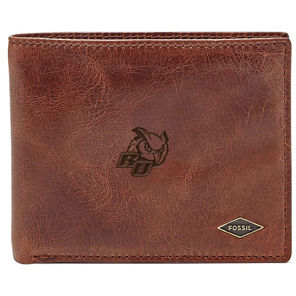 Men's Fossil Brown Rowan Profs Leather Ryan RFID Flip ID Bifold Wallet