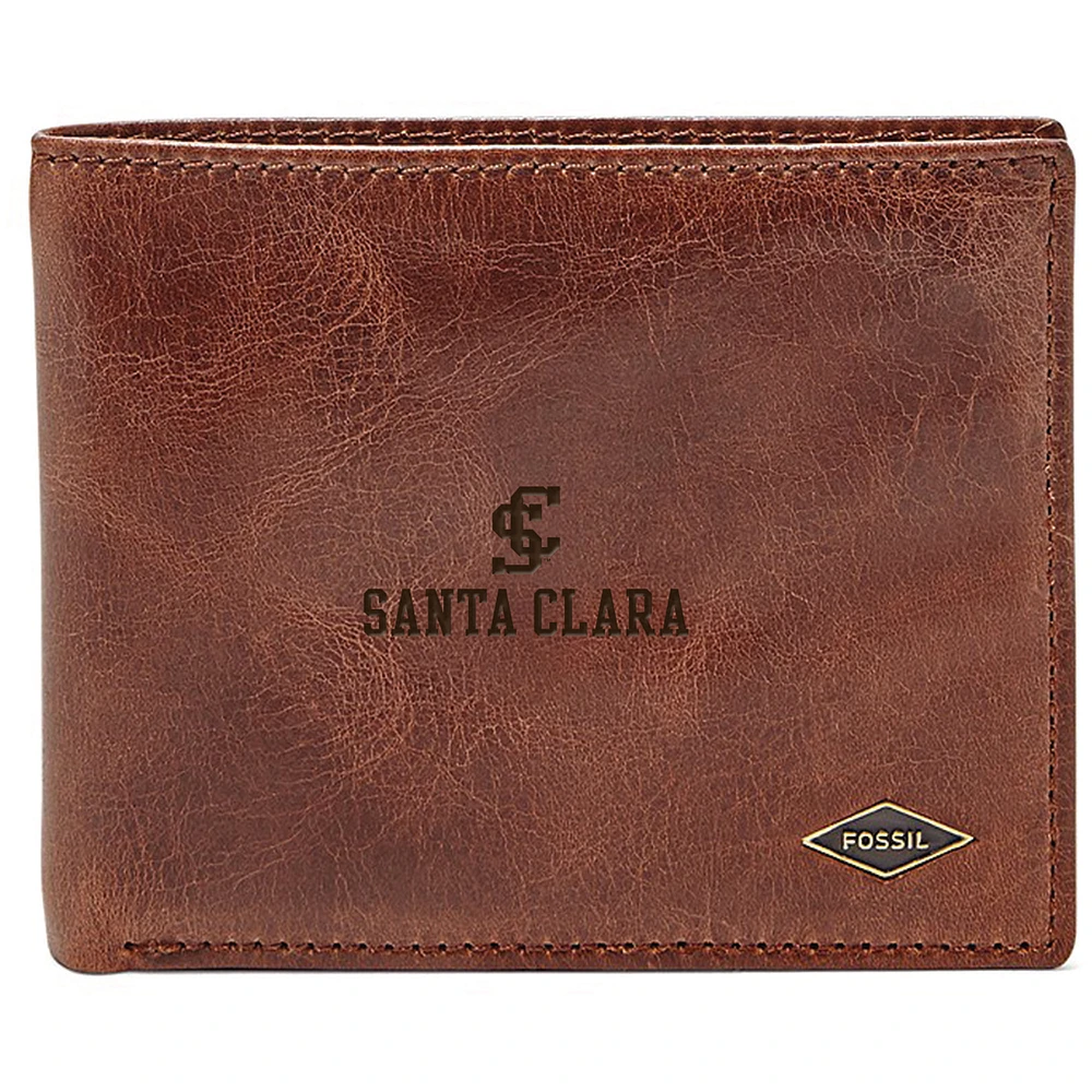 Men's Fossil Brown Santa Clara Broncos Leather Ryan RFID Flip ID Bifold Wallet