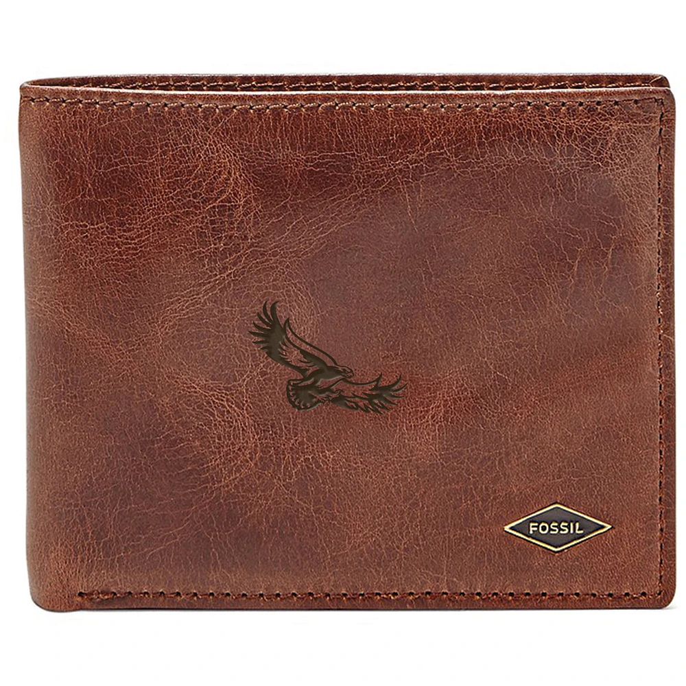 Men's Fossil Brown Saint Joseph's Hawks Leather Ryan RFID Flip ID Bifold Wallet
