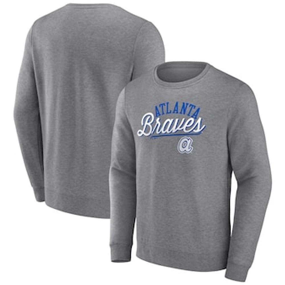 Men's Heather Gray Fanatics Atlanta Braves Simplicity Pullover Sweatshirt