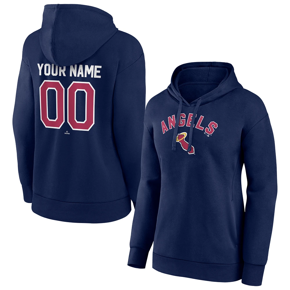 Women's Navy California Angels Personalized Cooperstown Collection Winning Streak Pullover Hoodie