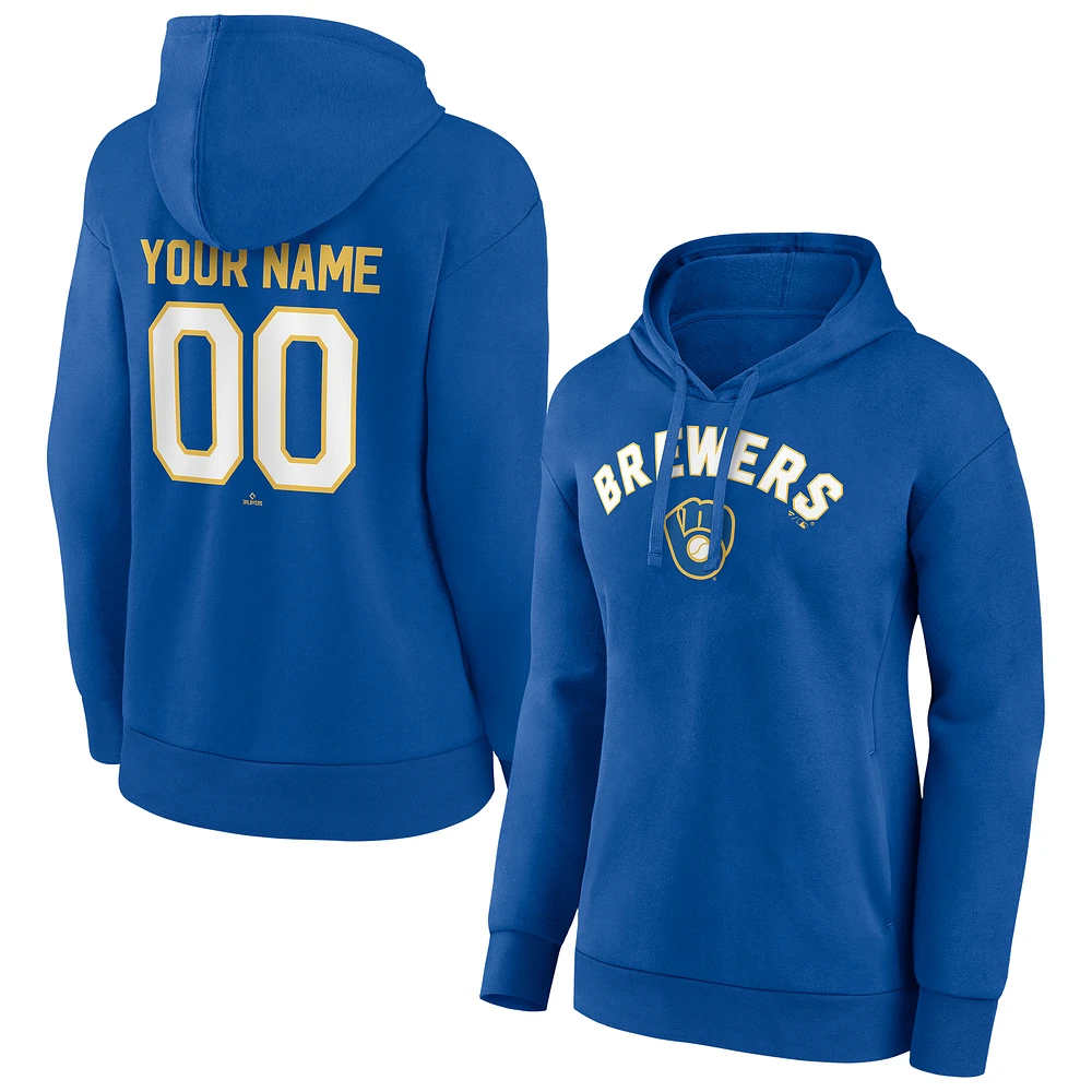 Women's Royal Milwaukee Brewers Personalized Cooperstown Collection Winning Streak Pullover Hoodie