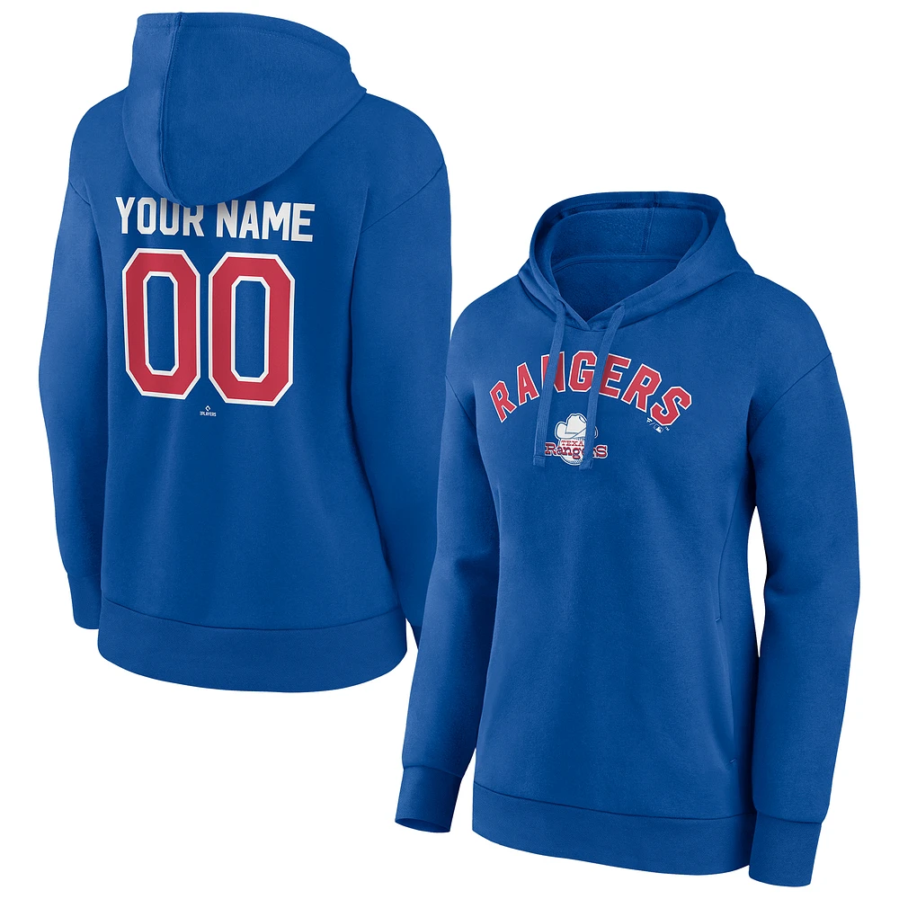 Women's Royal Texas Rangers Personalized Cooperstown Collection Winning Streak Pullover Hoodie