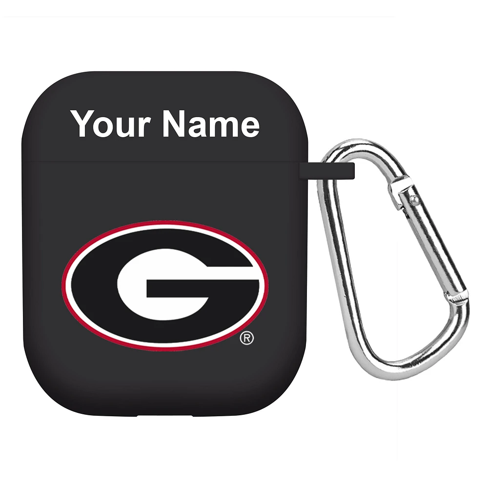 Black Georgia Bulldogs Personalized AirPods Case Cover