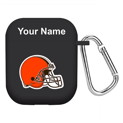 Black Cleveland Browns Personalized AirPods Case Cover