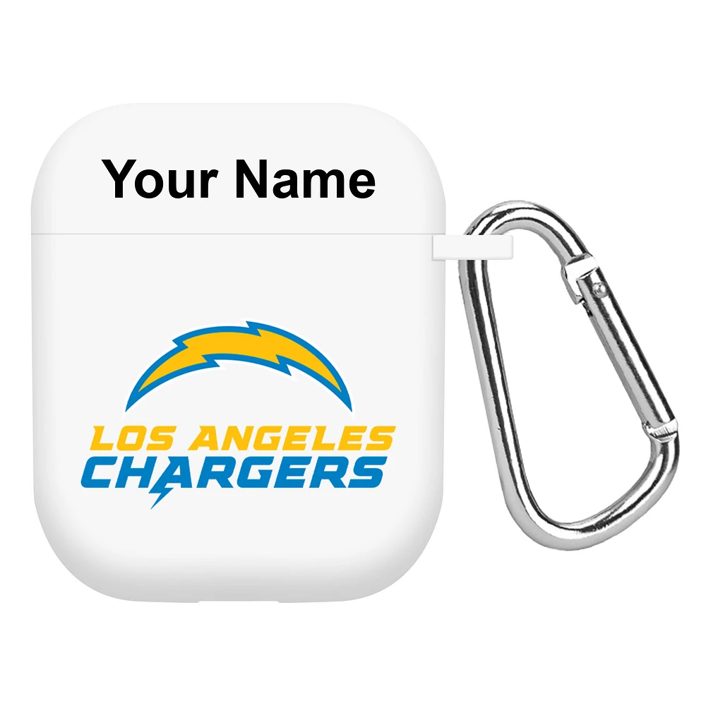 White Los Angeles Chargers Personalized AirPods Case Cover