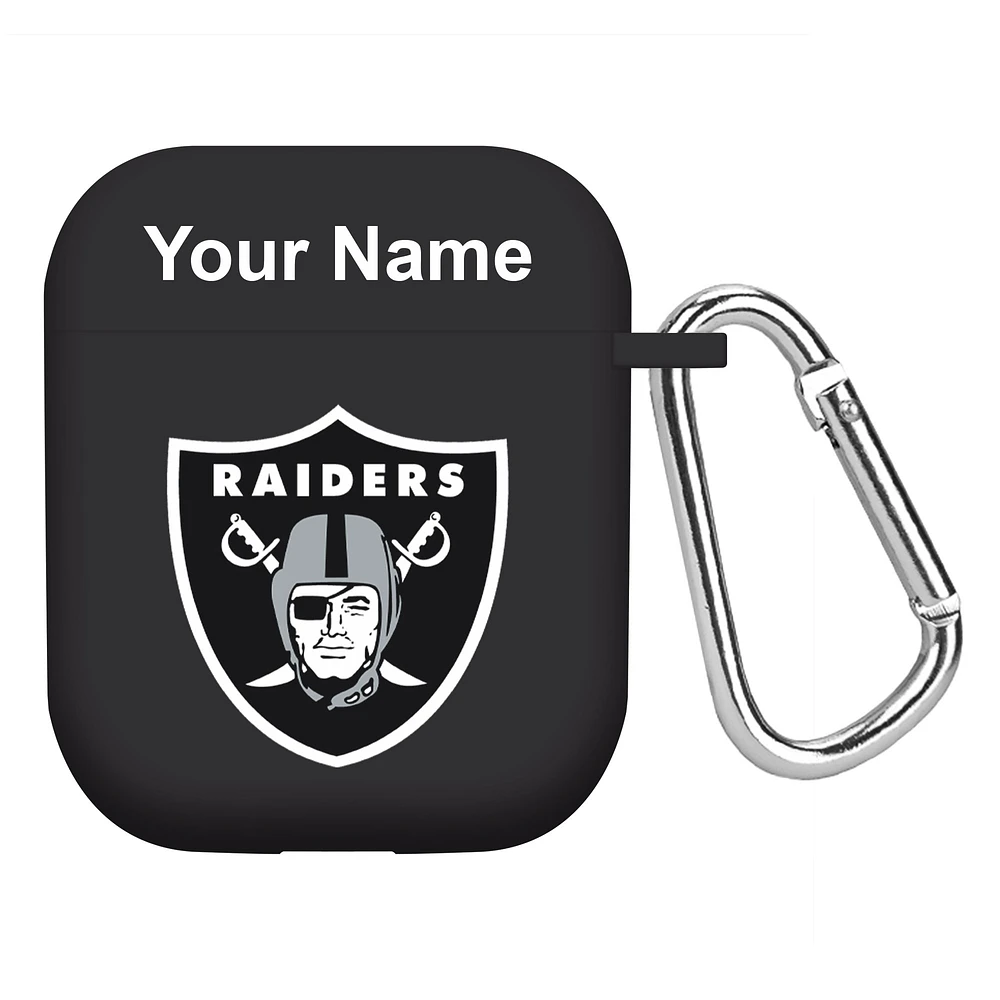 Black Las Vegas Raiders Personalized AirPods Case Cover