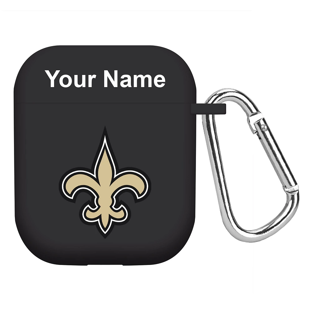 Black New Orleans Saints Personalized AirPods Case Cover