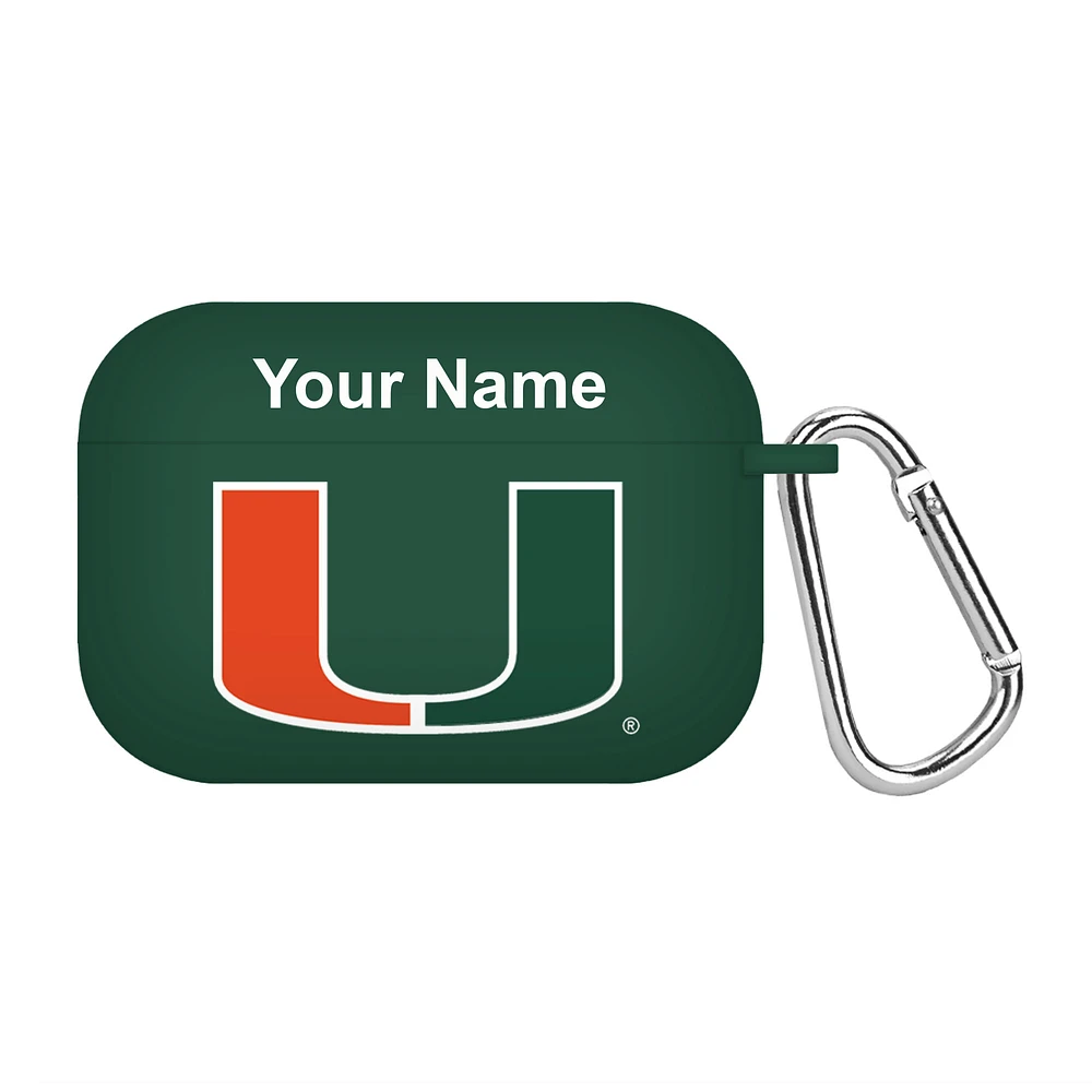 Green Miami Hurricanes Personalized AirPods Pro Case Cover
