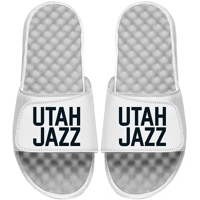 Men's ISlide White Utah Jazz Wordmark Slide Sandal