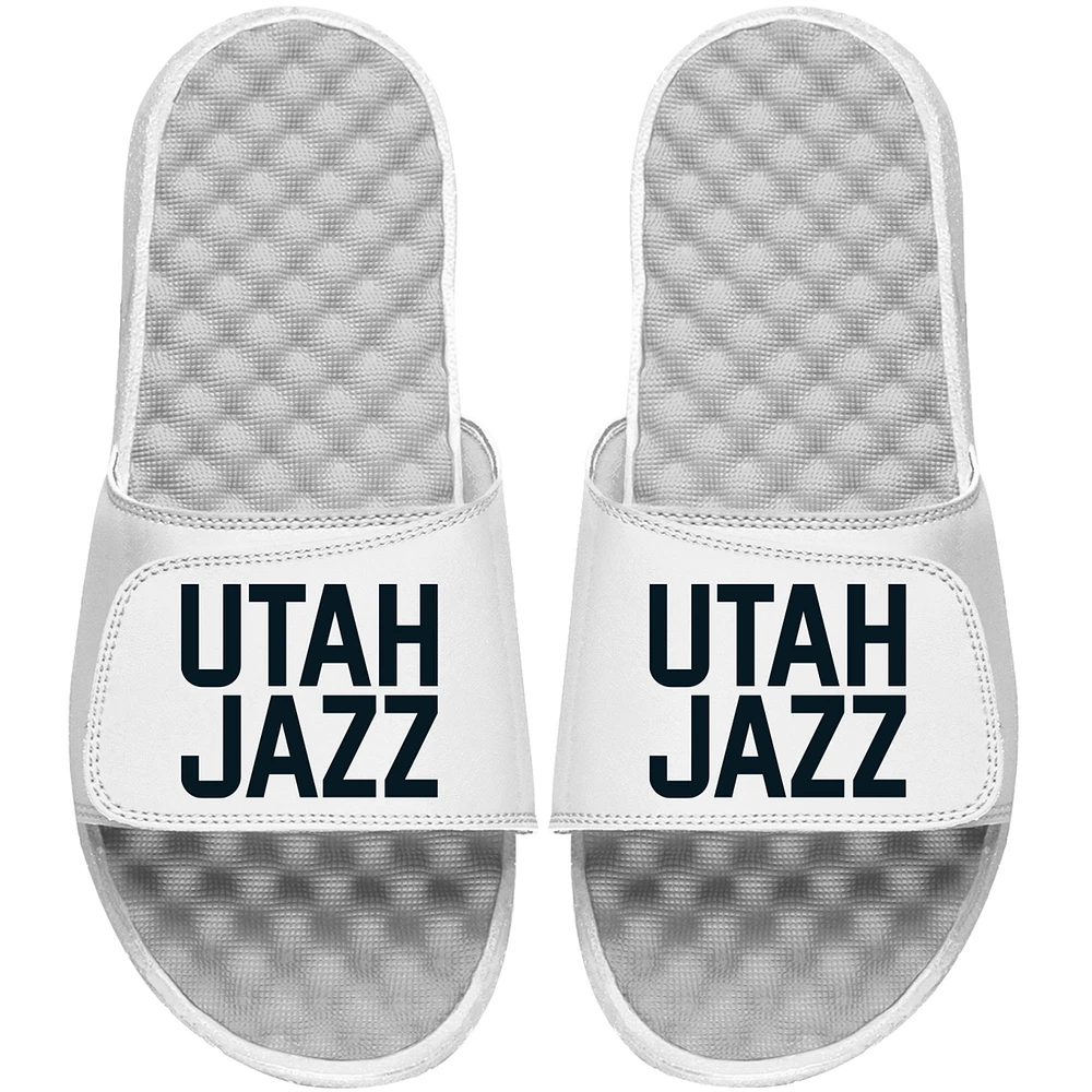 Youth ISlide White Utah Jazz Wordmark Slide Sandal