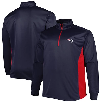 Men's Navy New England Patriots Big & Tall Quarter-Zip Top