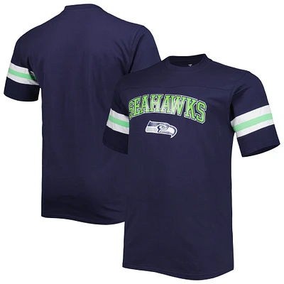 Men's College Navy Seattle Seahawks Big & Tall Arm Stripe T-Shirt