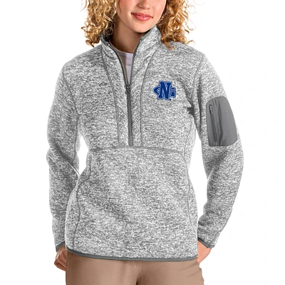 Women's Antigua Heathered Gray North Georgia Nighthawks Fortune Quarter-Zip Pullover Jacket