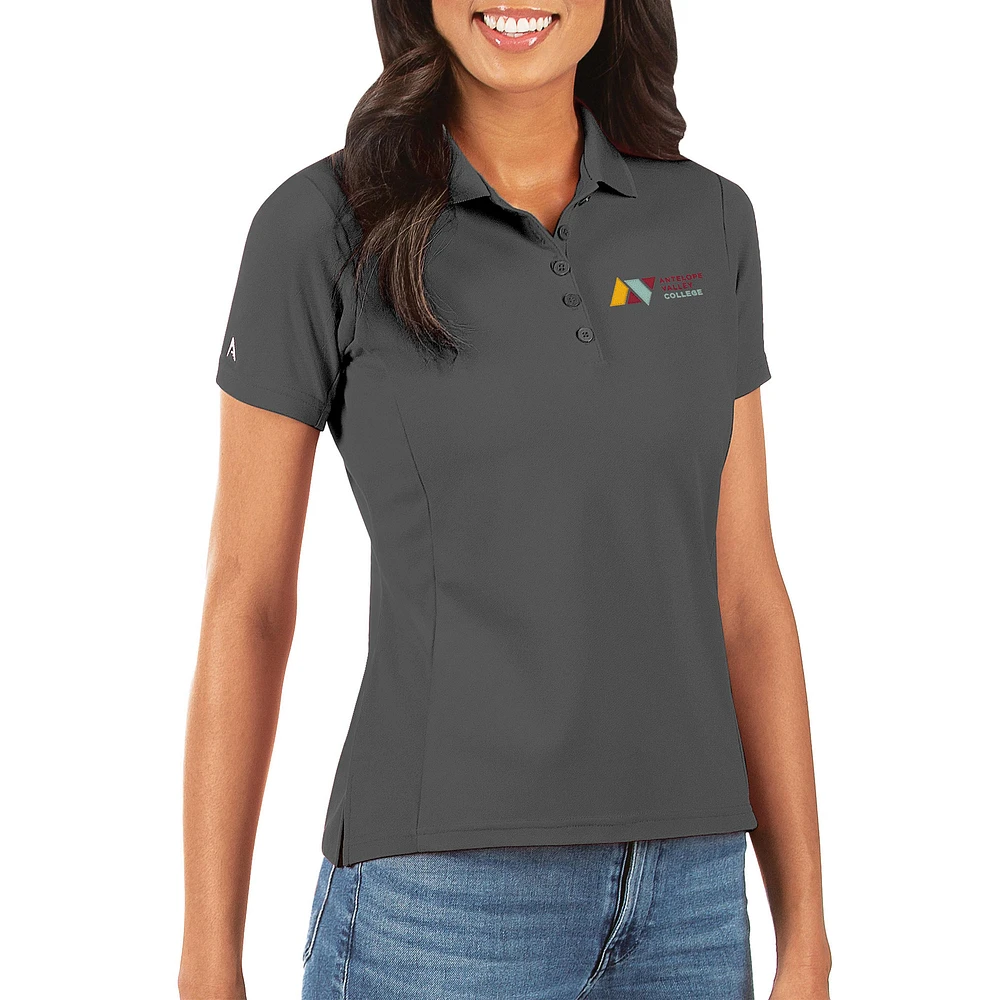 Women's Antigua Charcoal Antelope Valley College Legacy Pique Polo