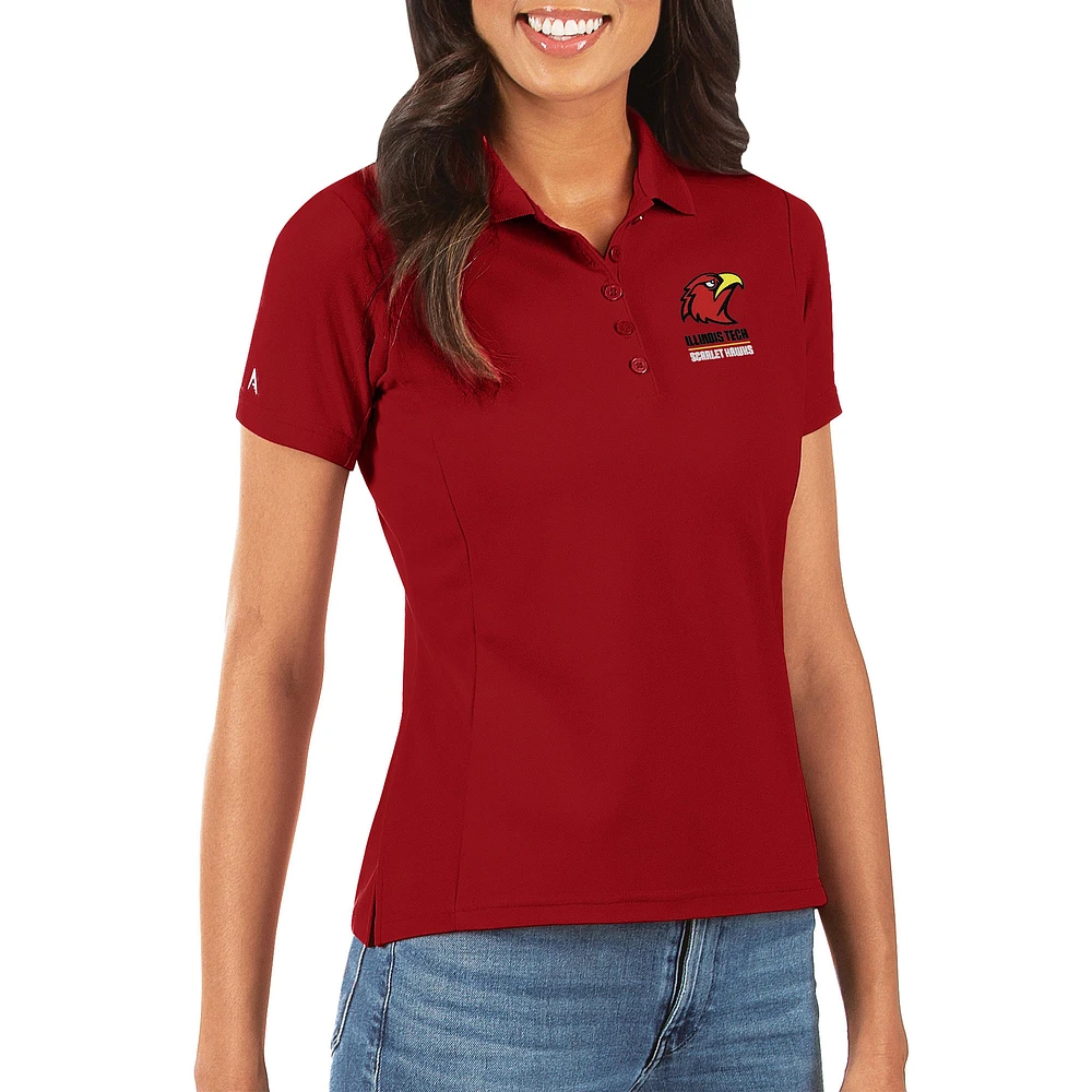 Women's Antigua Red Illinois Tech Scarlet Hawks Legacy Pique Polo
