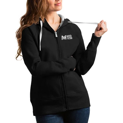 Women's Antigua Black Mid Michigan College Victory Full-Zip Hoodie