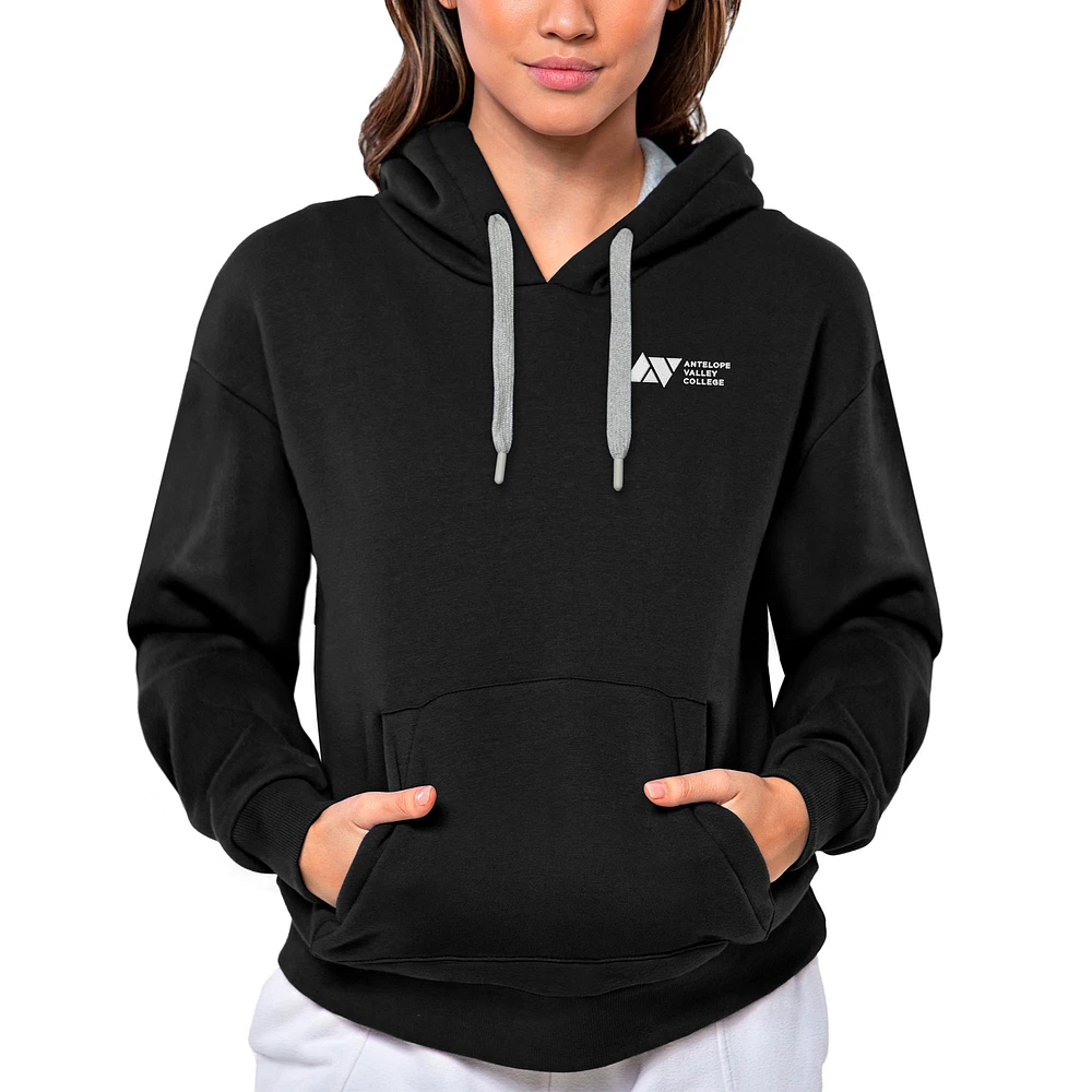 Women's Antigua Black Antelope Valley College Victory Pullover Hoodie