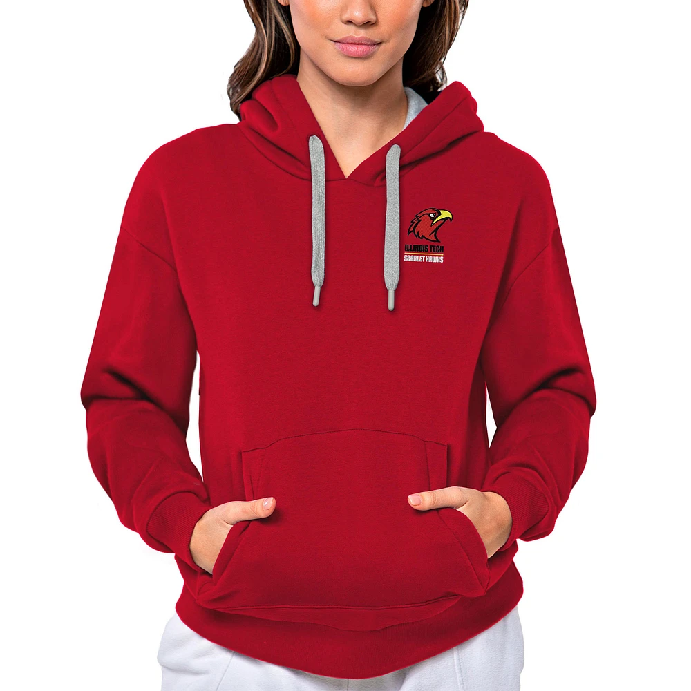 Women's Antigua Red Illinois Tech Scarlet Hawks Victory Pullover Hoodie