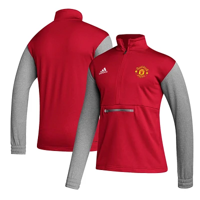 Men's adidas Manchester United Crest Long Sleeve Half-Zip Top