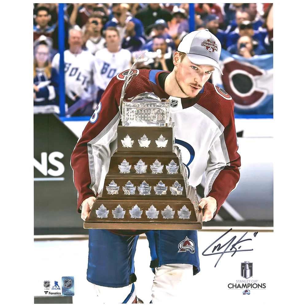 Cale Makar Colorado Avalanche Autographed 2022 Stanley Cup Champions 16" x 20" Raising Conn Smythe Photograph