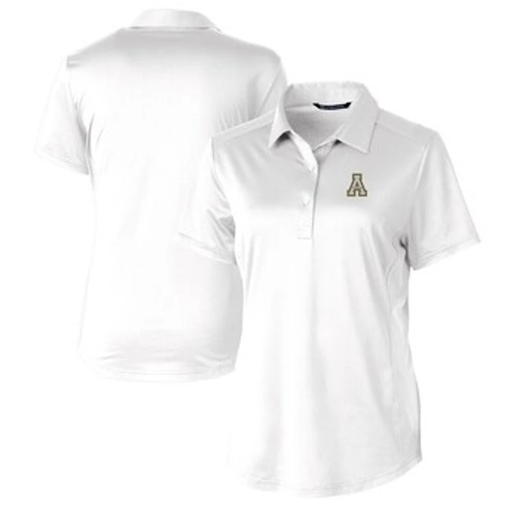 Women's Cutter & Buck White Appalachian State Mountaineers Prospect Textured Stretch Polo