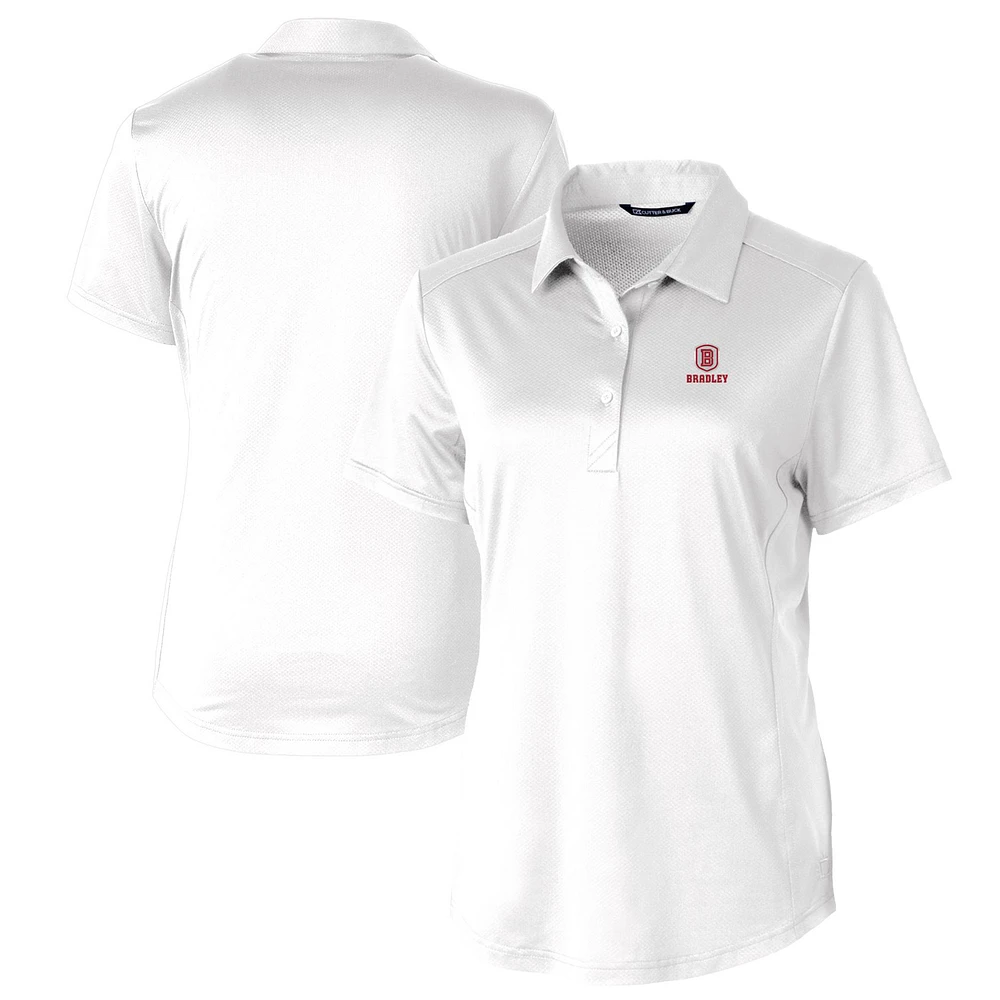 Women's Cutter & Buck White Bradley Braves Prospect Textured Stretch Polo