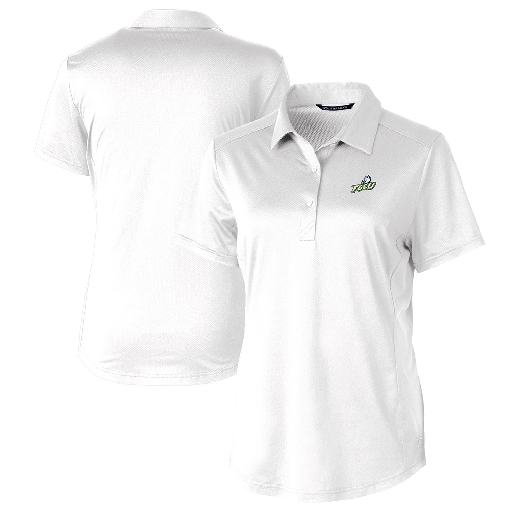 Women's Cutter & Buck White Florida Gulf Coast Eagles Prospect Textured Stretch Polo