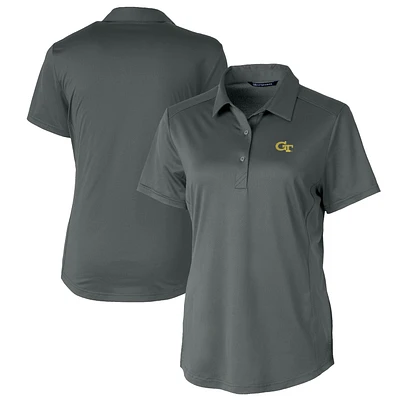 Women's Cutter & Buck Gray Georgia Tech Yellow Jackets Prospect Textured Stretch Polo