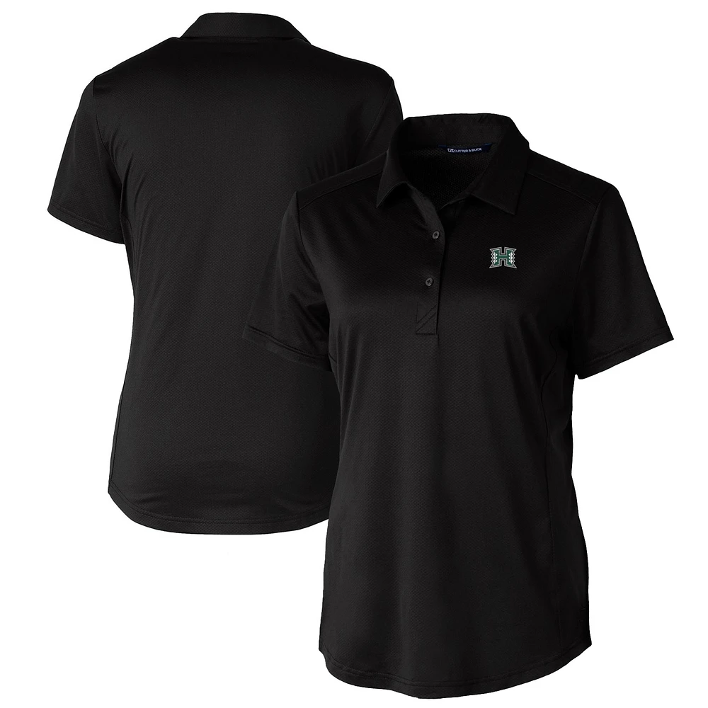 Women's Cutter & Buck Black Hawaii Warriors Prospect Textured Stretch Polo